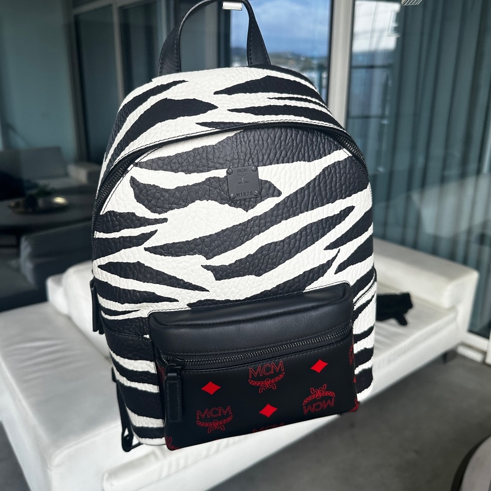 MCM Black Animal Motif Backpack
